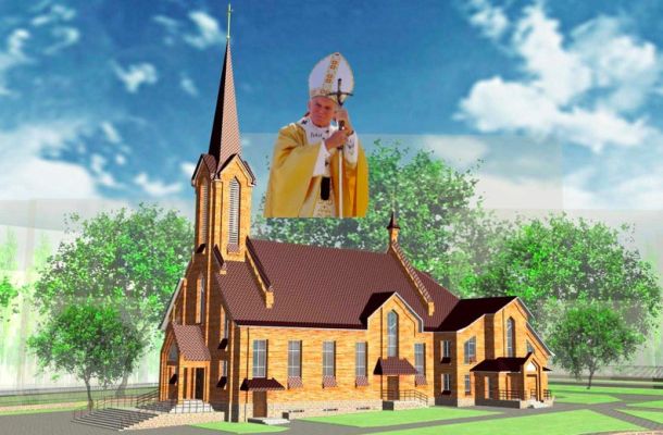 Біскуп Гродзенскі благаславіць крыж і званы ў смаргонскай парафіі св. Яна Паўла ІІ